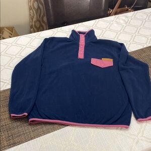 Simply Southern Blue and Pink Zip Up Sweater
